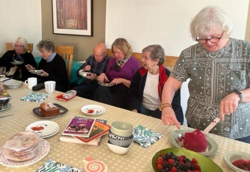 Special Interest Group with Sandra serving her delicious summer pudding
