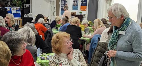 Marion chatting with guests